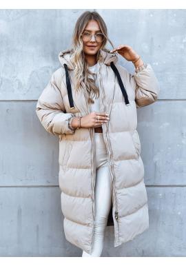 Dámska dlhá zimná bunda béžovej farby