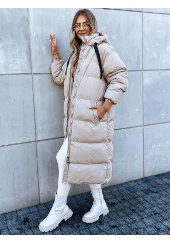Dámska dlhá zimná bunda béžovej farby