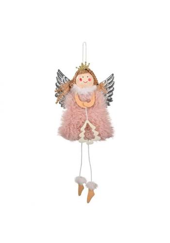Ružový závesný anjel na stromček