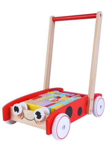 Drevený vozík s kockami pre deti