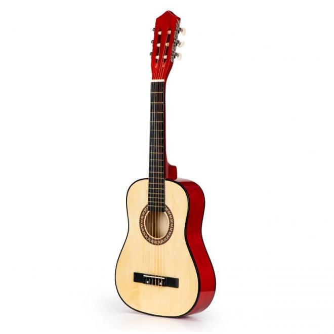 E-shop Veľká drevená detská gitara v červenej farbe