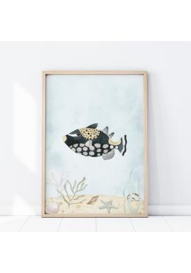 Dekoračný plagát na stenu s obrázkom čiernej rybky