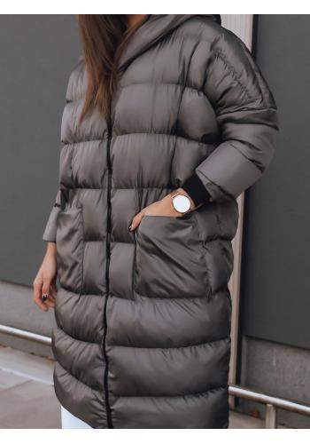 Tmavosivá zimná oversize bunda s prešívaním