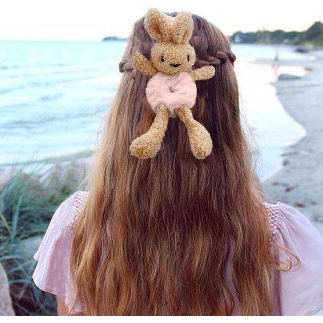 Ružová gumička do vlasov v podobe králika