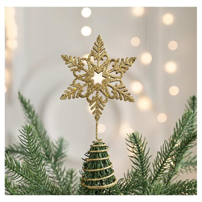 E-shop Zlatá vločka na špičku vianočného stromčeka