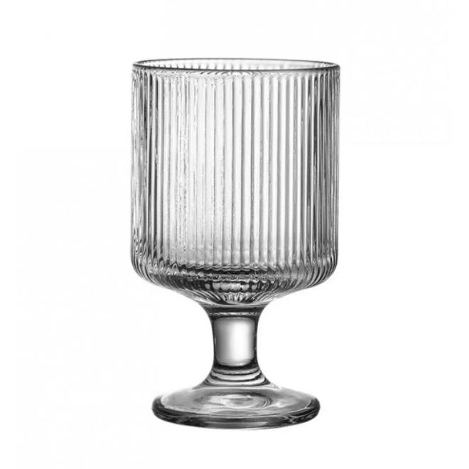 E-shop Vrúbkovaný sklenený pohár na stopke - 225 ml