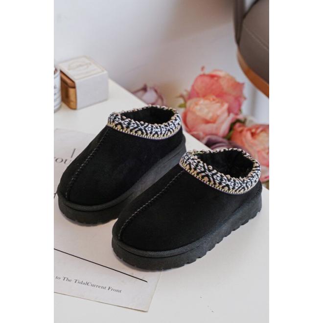 E-shop Čierne detské zateplené papuče