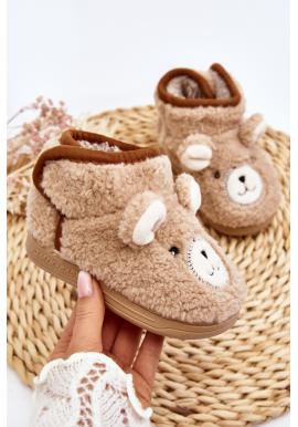 Detské béžové papuče s medvedíkom