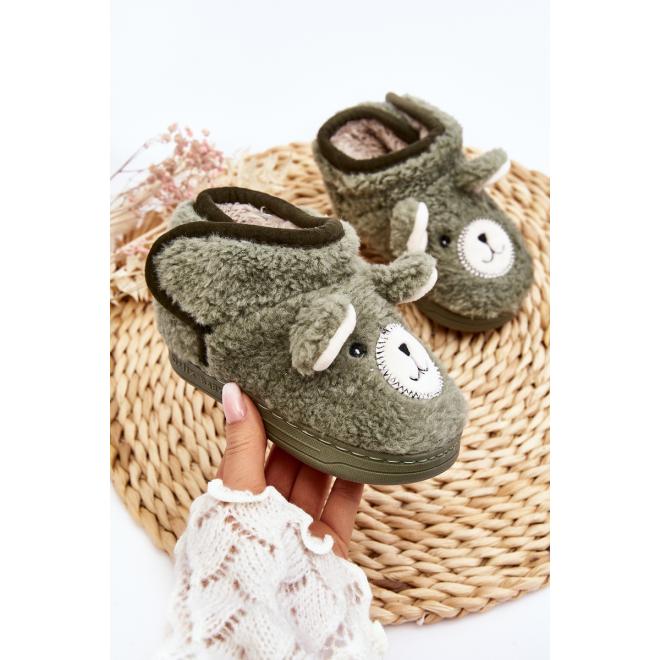 E-shop Detské zelené papuče s medvedíkom