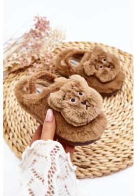 Hnedé papučky pre deti s medvedíkom