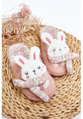 Detské ružové papuče so zajačikom