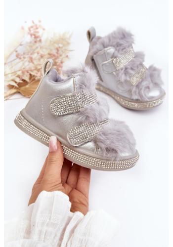 Detské zdobené snehule striebornej farby