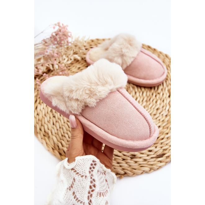 E-shop Ružové detské papučky s kožušinou