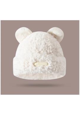 Plyšová biela čiapka s medvedími ušami
