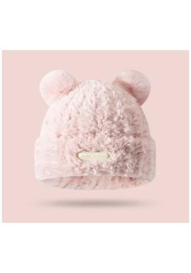 Plyšová ružová čiapka s medvedími ušami