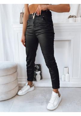 Koženkové dámske nohavice čiernej farby