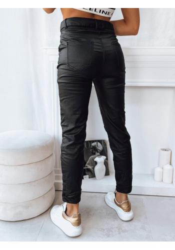 Koženkové dámske nohavice čiernej farby