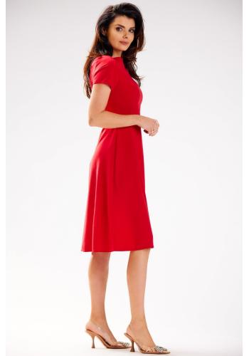 Elegantné červené šaty s krátkym rukávom
