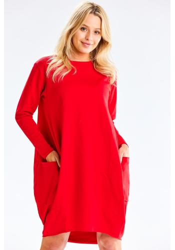 Červené teplákové šaty s vreckami