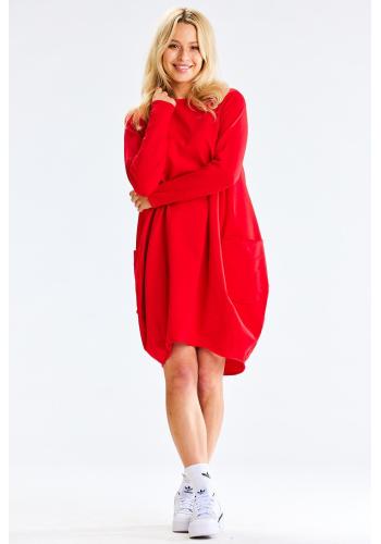 Červené teplákové šaty s vreckami