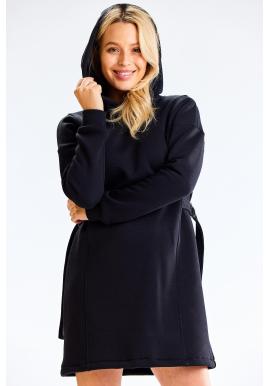 Čierne dámske šaty s kapucňou