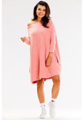 Ružový dámsky oversize sveter