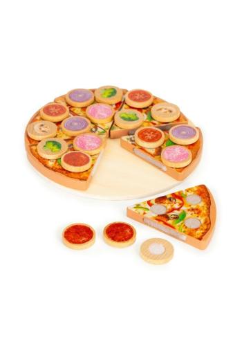 Drevená pizza na krájanie so suchým zipsom pre deti