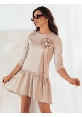 Béžové mini šaty s kvetom