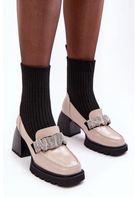 Béžové ponožkové topánky na podpätku