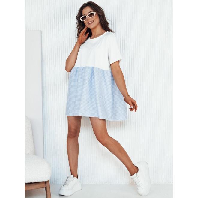 Voľné dámske mini šaty bielo-modrej farby