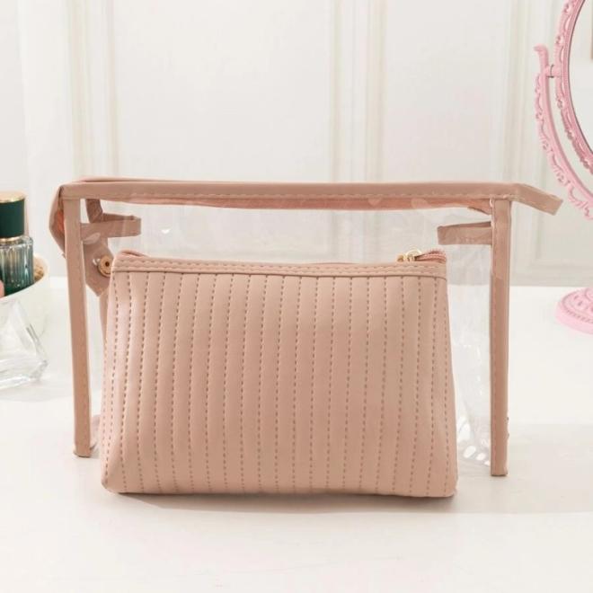 Sada dvoch ružových kozmetických tašiek