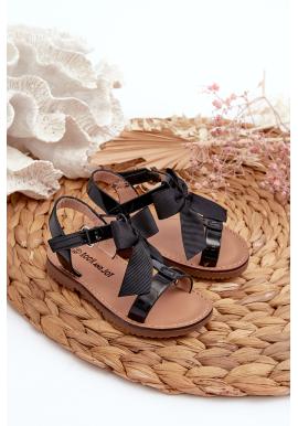 Čierne dievčenské sandále s mašľou