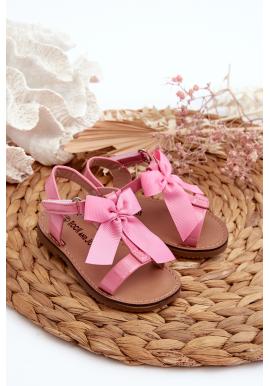 Dievčenské ružové sandále s mašľou