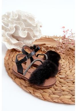 Sandále pre dievčatá v čiernej farbe