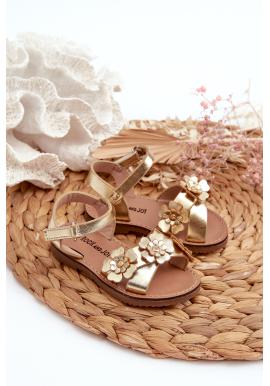 Zlaté zdobené sandále pre dievčatá