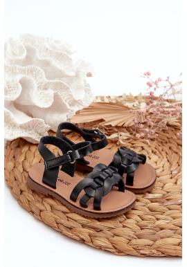 Čierne dievčenské sandále na suchý zips