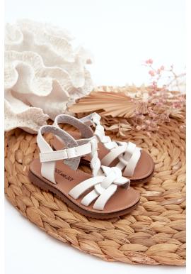 Dievčenské biele sandále na suchý zips