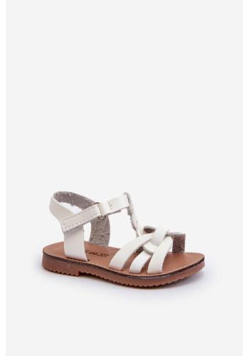 Dievčenské biele sandále na suchý zips