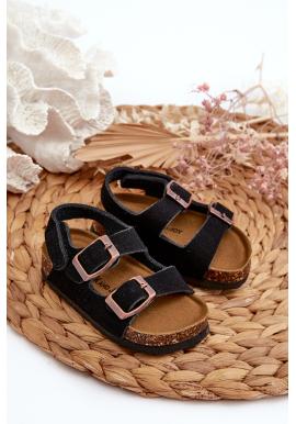 Čierne sandále na suchý zips pre deti