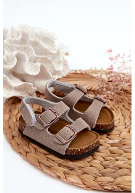 Detské sivé sandále na suchý zips