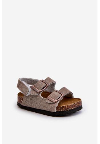 Detské sivé sandále na suchý zips
