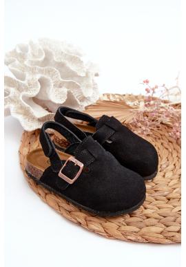 Detské čierne šľapky na korkovej podrážke