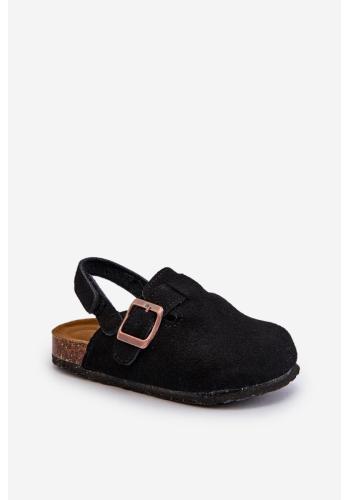 Detské čierne šľapky na korkovej podrážke