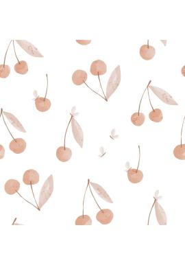Detská tapeta š čerešňami na bielom podklade