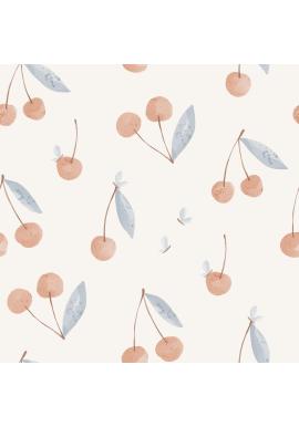 Detská tapeta š čerešňami na béžovom podklade