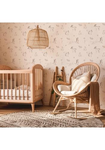 Čierno-biela dekoračná tapeta so zvieratami