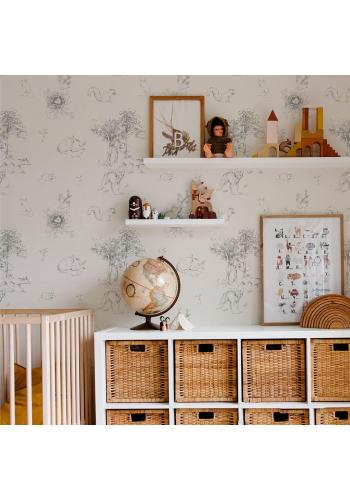 Biela dekoračná tapeta so psíkmi