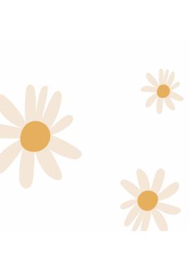 Biela tapeta na stenu s motívom sedmokrásky