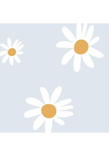 Modrá tapeta na stenu s motívom sedmokrásky