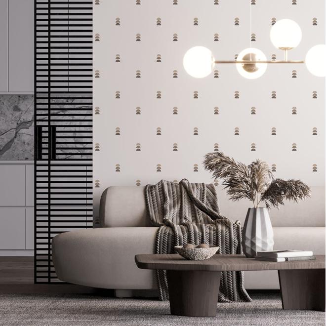 Dekoračná tapeta s opakujúcimi polkruhmi